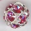 1 12mm Round Silver with Rose Rhinestones